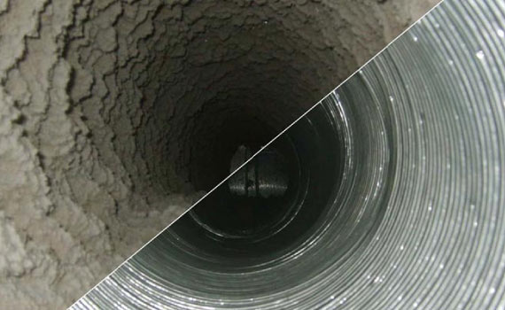 Before and after air duct cleaning