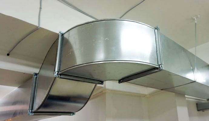 Cleaned duct system in a commercial space