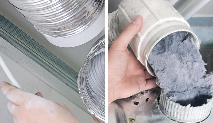 Collage of different dryer vent cleaning service
