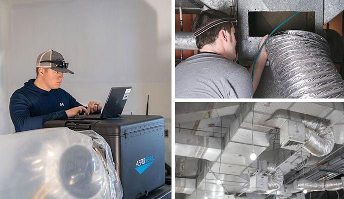 Collage of different types of duct sealing services