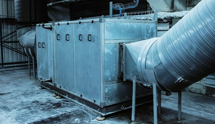 Commercial air handling unit with ductwork