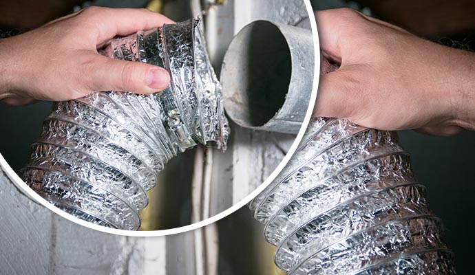 Professional worker cleaning duct