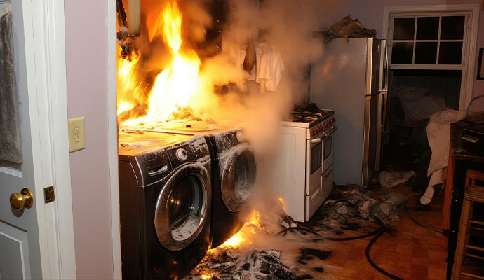 Burning washing machine