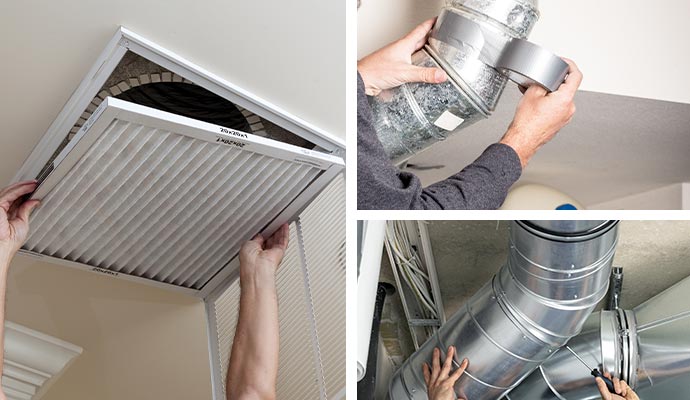 Duct cleaning, sealing, and replacement for improved indoor air quality