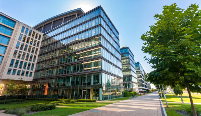 Modern glass office building