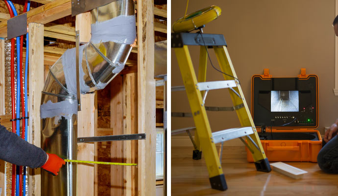 collage of duct sealing and cleaning