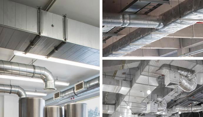 Commercial HVAC ductwork collage