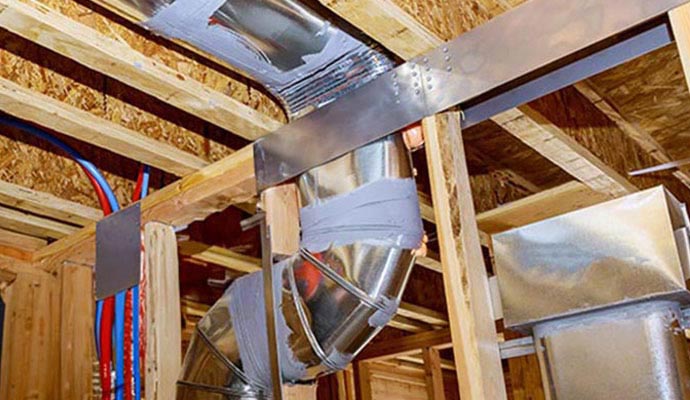 HVAC ductwork with mastic sealant