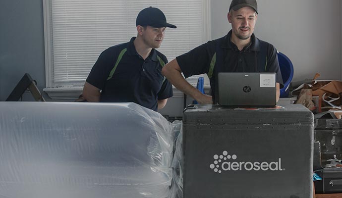 Worker sealing patented aeroseal duct