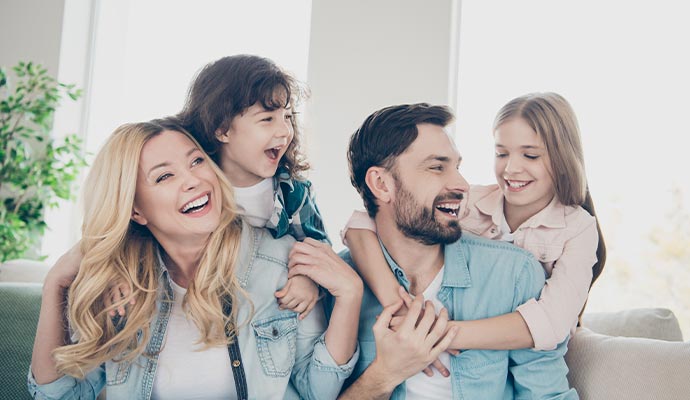 Happy family enjoying fresh air