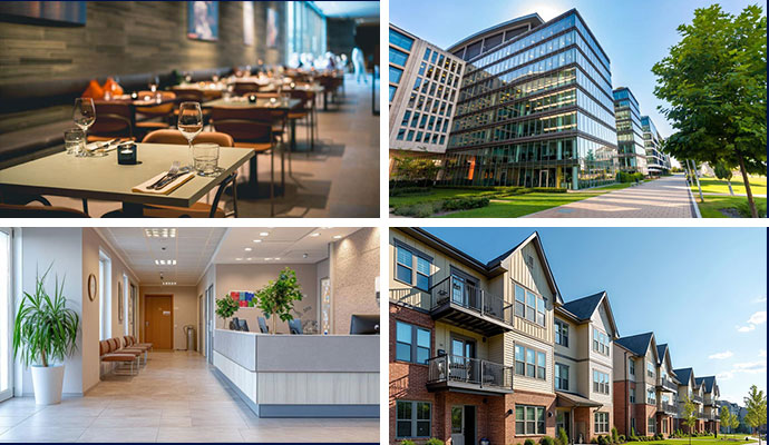 Commercial and residential real estate collage