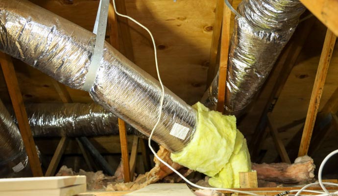 Flexible ductwork in attic
