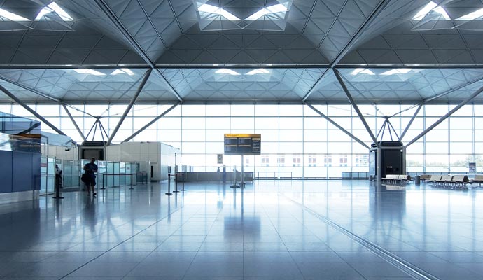 Modern airport terminal interior