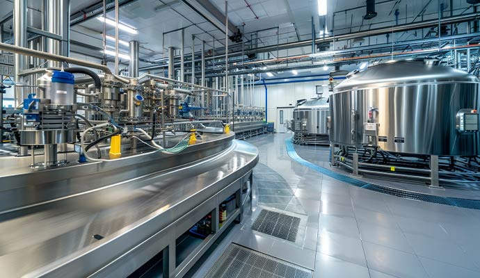 Modern food production facility brewery