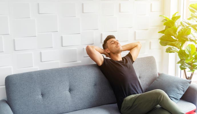 Person relaxing in room