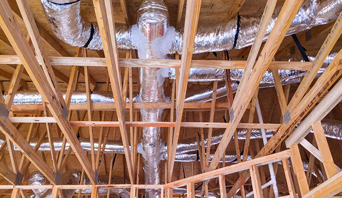 Sealed duct in new construction